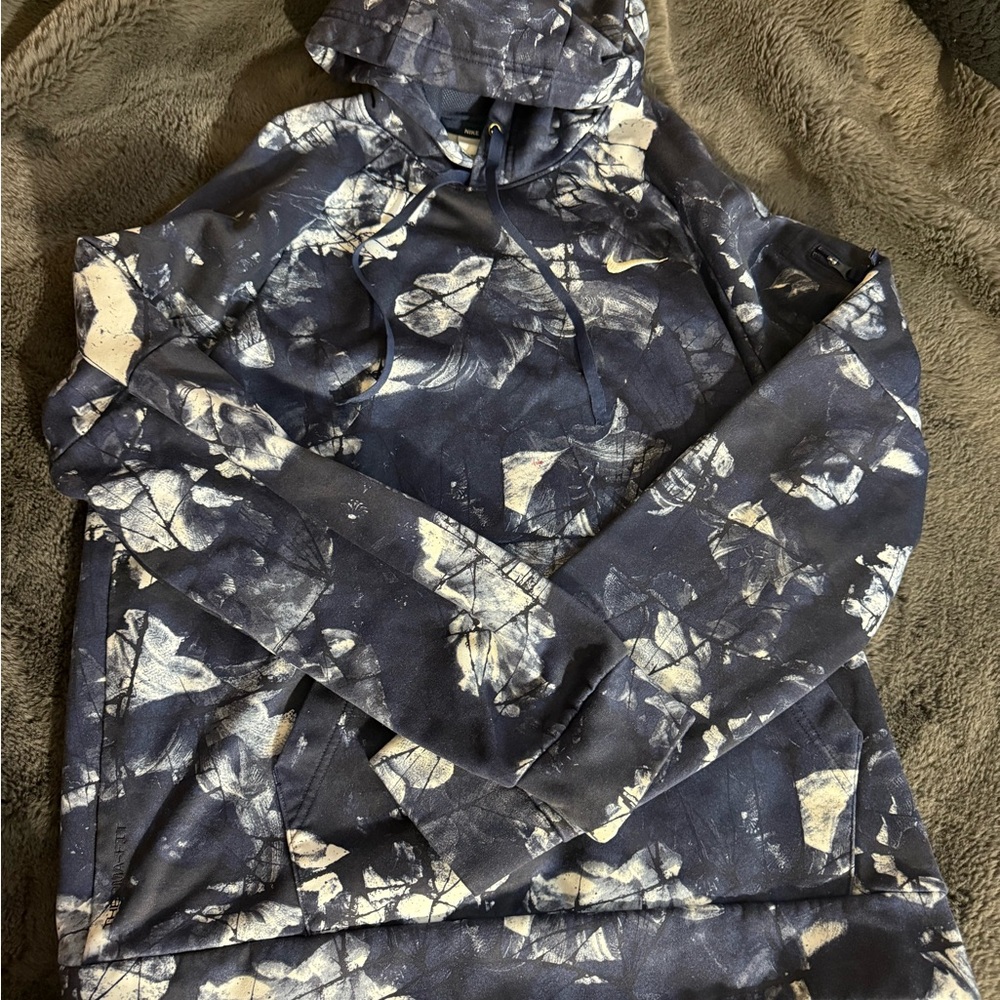 Nike Blue and White Therma-Fit Hoodie